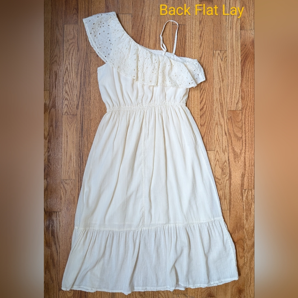 Old Navy Cream Cotton-Blend One Shoulder Dress Small - Picture 3 of 12